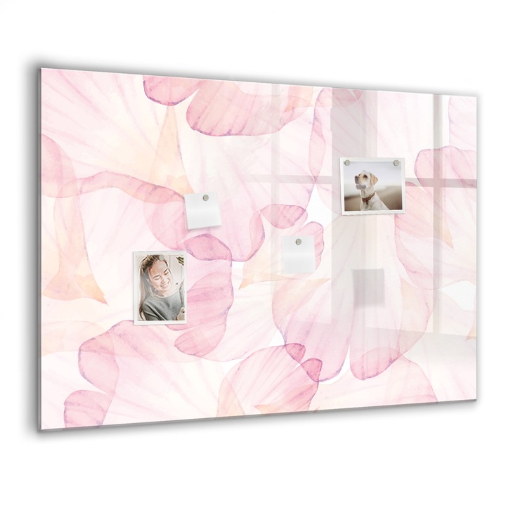 Tabla magnetica, Coloray, Fulgi de acuarela, Roz, 100 x 70 cm, Magneti, Marker negru, 010640700030300029513