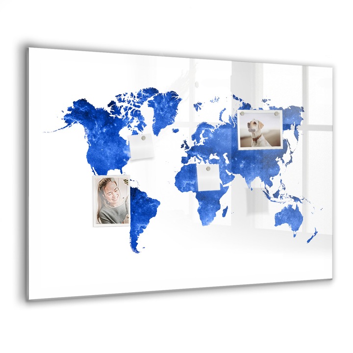 Tabla magnetica, Coloray, Harta lumii Kosmos, Albastru, 100 x 70 cm, Magneti, Marker negru, 010640700030300088772