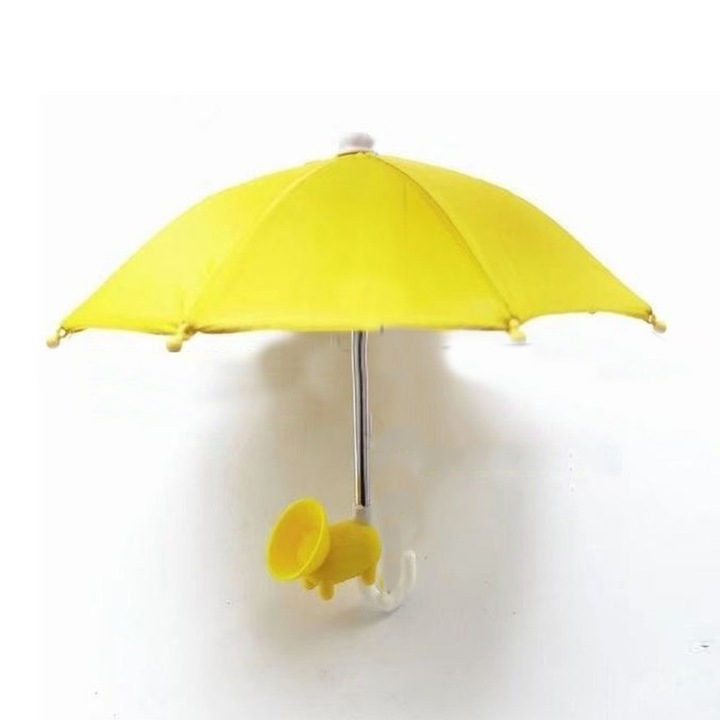 Suport umbrela cu ventuza pentru telefon, Textil/Plastic, Galben