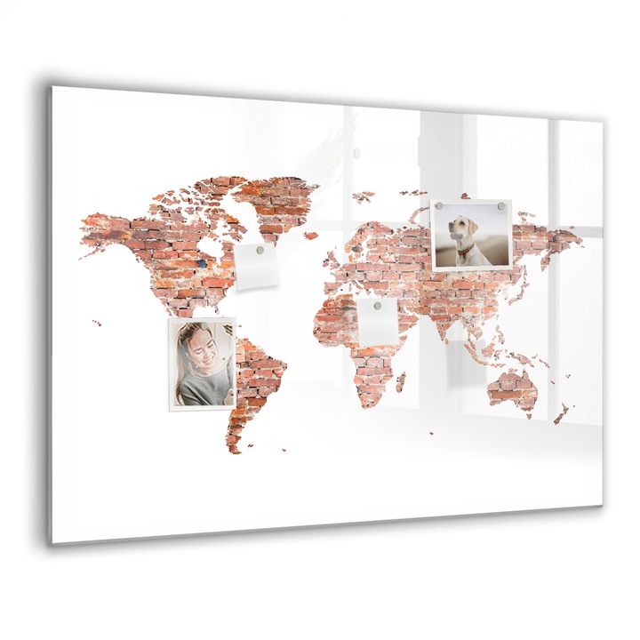 Mágneses tábla, Coloray, Régi tégla térkép, Barna, 100x70 cm, Fekete marker, 00088672