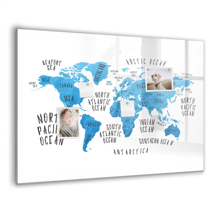 Mágneses tábla, Coloray, Kék föld térkép, Kék, 100x70 cm, Fekete marker, 00088661