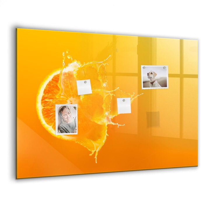 Tabla magnetica, Coloray, Portocale, Portocaliu, 100 x 70 cm, Magneti, Marker negru, 010640700030300027384