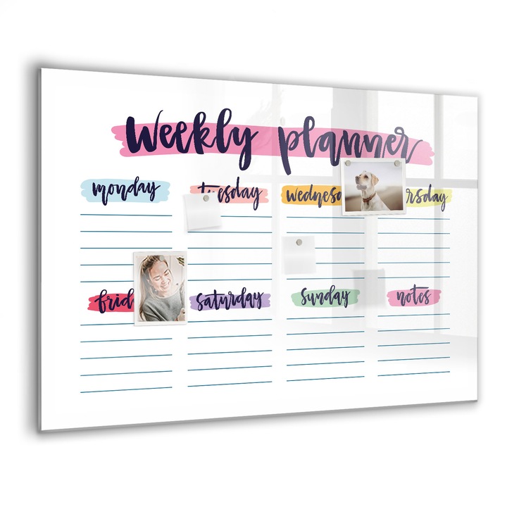 Mágneses tábla, Coloray, Kézzel írt tervező, Többszínű, 100x70 cm, Fekete marker, 00088650