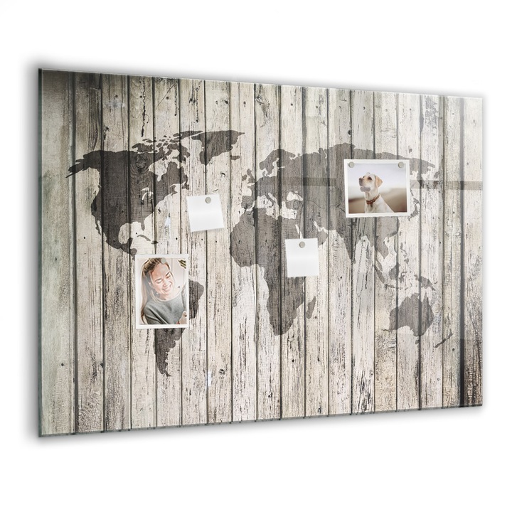 Mágneses tábla, Coloray, Tábla világtérkép, Barna, 100x70 cm, Fekete marker, 00088647