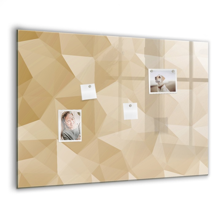 Mágneses tábla, Coloray, Háromszögek absztrakciója, Sárga, 100x70 cm, Fekete marker, 00088562