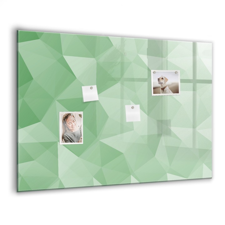 Mágneses tábla, Coloray, Háromszögek absztrakciója, Zöld, 100x70 cm, Fekete marker, 00088563
