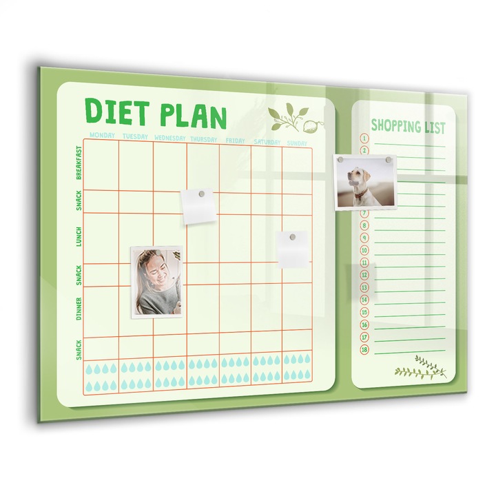 Mágneses tábla, Coloray, Heti menü, Zöld, 100x70 cm, Fekete marker, 00260218