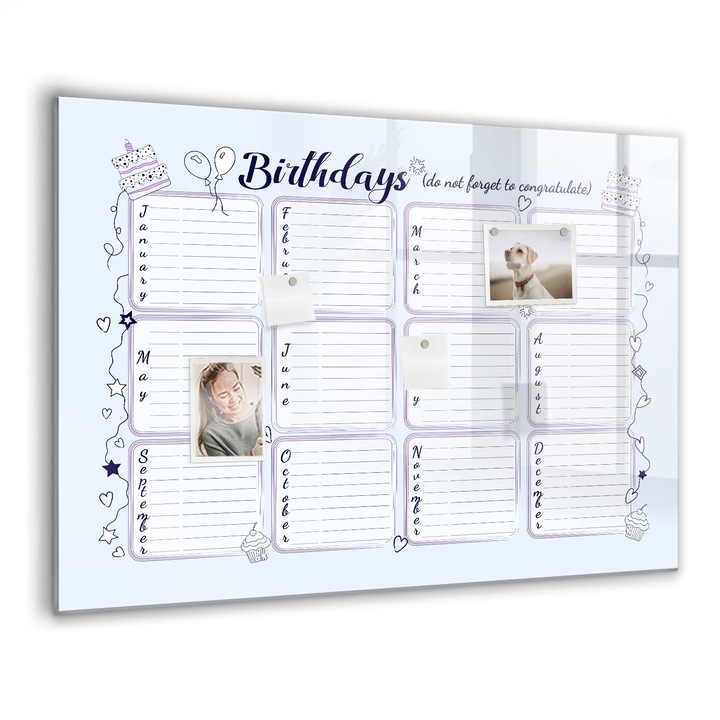 Tabla magnetica, Coloray, Nota de nastere, Albastru, 100 x 70 cm, Magneti, Marker negru, 010640700030300088545