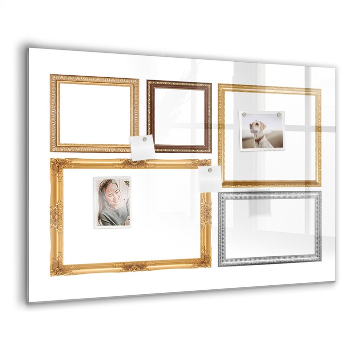 Tabla magnetica, Coloray, Cadru de aur, Auriu, 100 x 70 cm, Magneti, Marker negru, 010640700030300089034