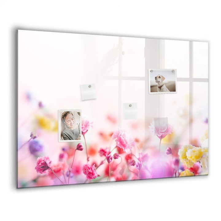 Tabla magnetica, Coloray, Flori in pajiste, Multicolor, 100 x 70 cm, Magneti, Marker negru, 010640700030300088501