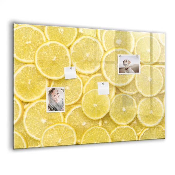 Mágneses tábla, Coloray, Citrom szelet, Sárga, 100x70 cm, Fekete marker, 00027531