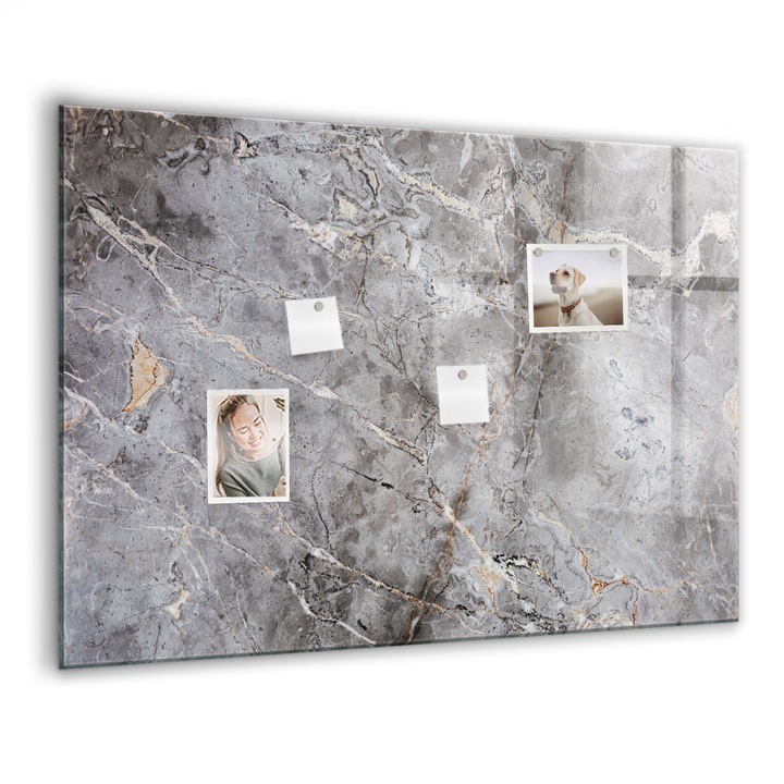 Tabla magnetica, Coloray, Model de marmura, Gri, 100 x 70 cm, Magneti, Marker negru, 010640700030300077326