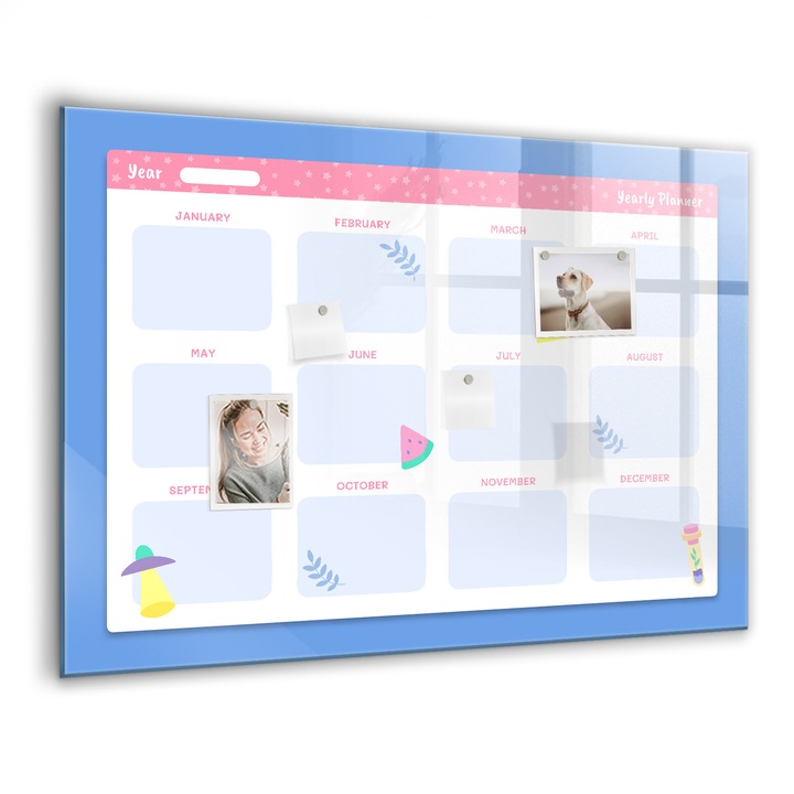 Mágneses tábla, Coloray, Havi tervező, Kék, 100x70 cm, Fekete marker, 00088461