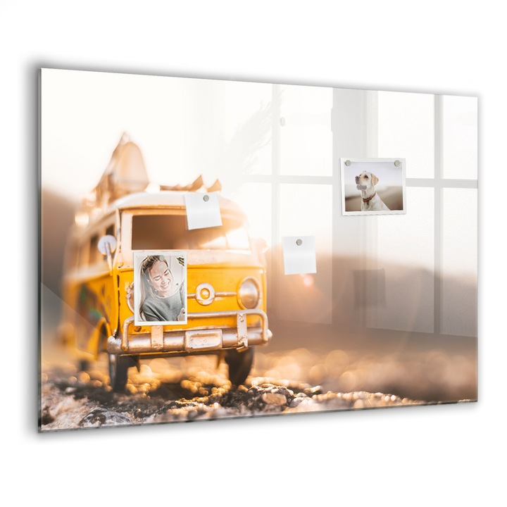 Mágneses tábla, Coloray, Nyaraló autó, Sárga, 100x70 cm, Fekete marker, 00088427