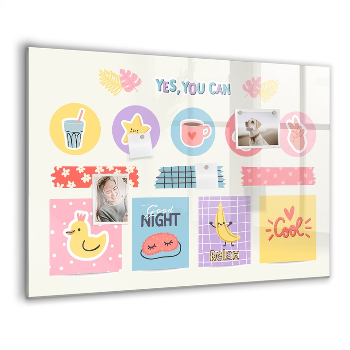 Mágneses tábla, Coloray, Iskolatervező, Többszínű, 100x70 cm, Fekete marker, 00088414