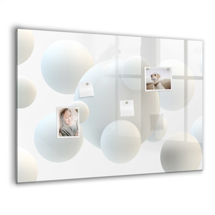 Mágneses tábla, Coloray, Absztrakciós golyók, Fehér, 100x70 cm, Fekete marker, 00088398