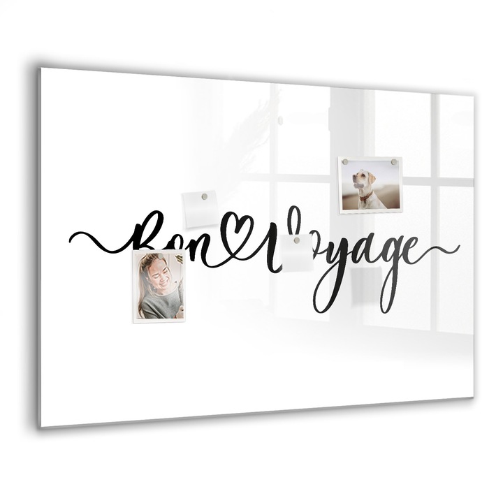 Mágneses tábla, Coloray, Bon voyage felirat, Többszínű, 100x70 cm, Fekete marker, 00088369