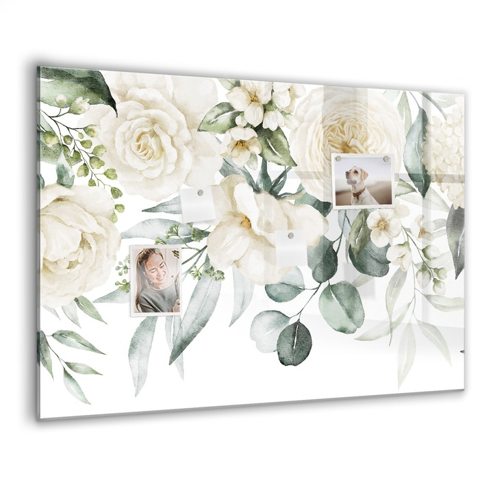 Mágneses tábla, Coloray, Virágok, Zöld, 100x70 cm, Fekete marker, 00088309