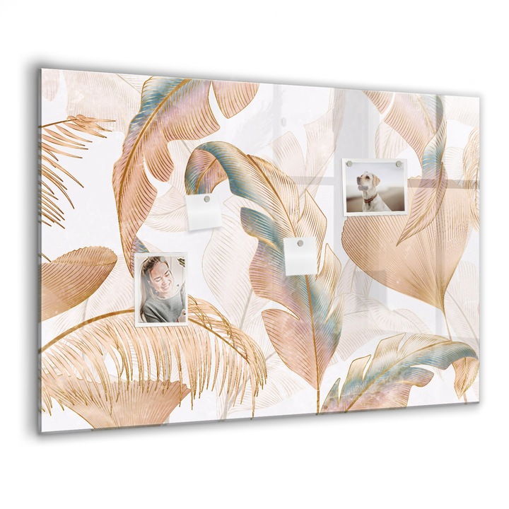 Tabla magnetica, Coloray, Model de frunze naturale, Multicolor, 100 x 70 cm, Magneti, Marker negru, 010640700030300088311