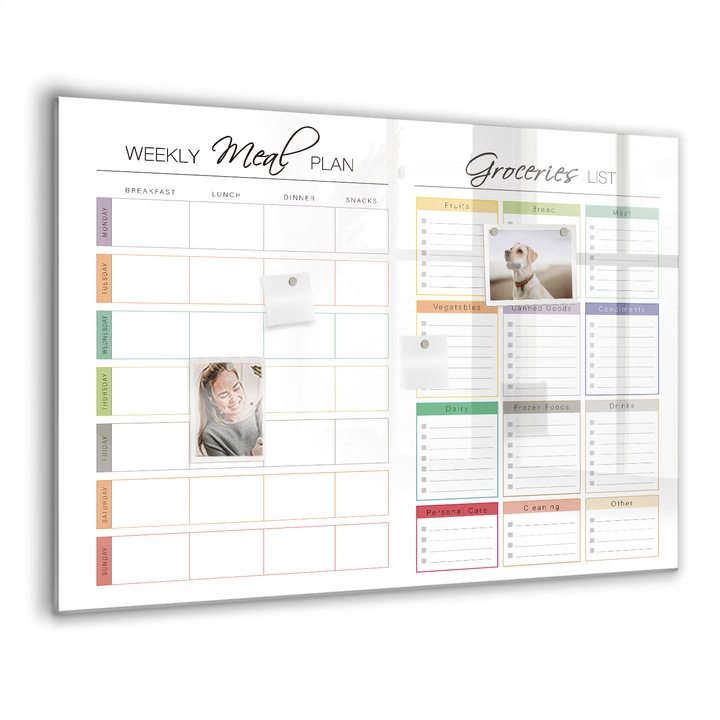 Mágneses tábla, Coloray, Heti menü, Többszínű, 100x70 cm, Fekete marker, 00260238