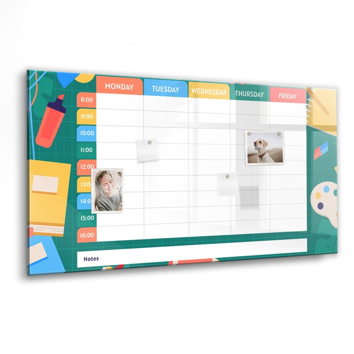 Tabla magnetica, Coloray, Planul lectiei, Multicolor, 120 x 60 cm, Magneti, Marker negru, 010640700040300088429