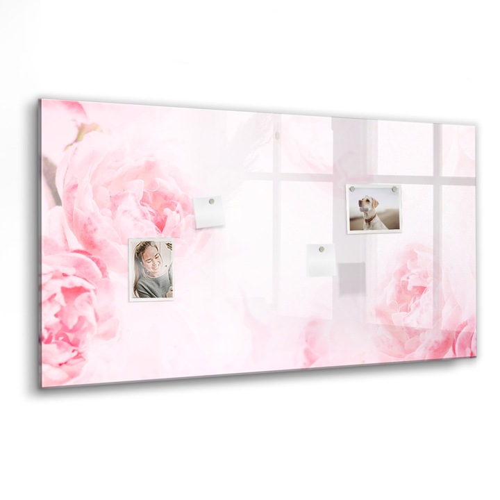 Tabla magnetica, Coloray, Flori inflorite, Roz, 120 x 60 cm, Magneti, Marker negru, 010640700040300088781