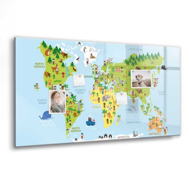 Tabla magnetica, Coloray, Harta lumii culturii, Multicolor, 120 x 60 cm, Magneti, Marker negru, 010640700040300088770