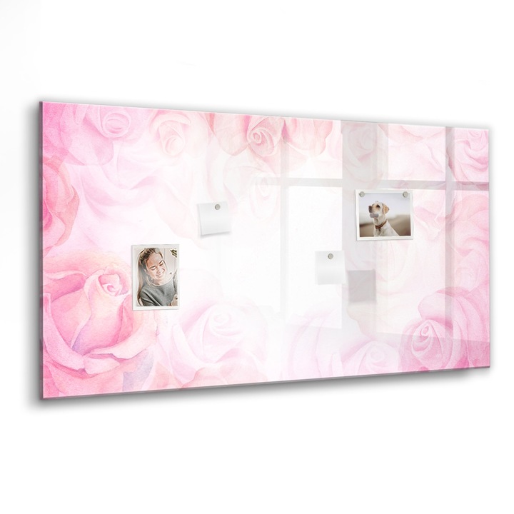 Tabla magnetica, Coloray, Abstractia trandafirilor, Roz, 120 x 60 cm, Magneti, Marker negru, 010640700040300088747