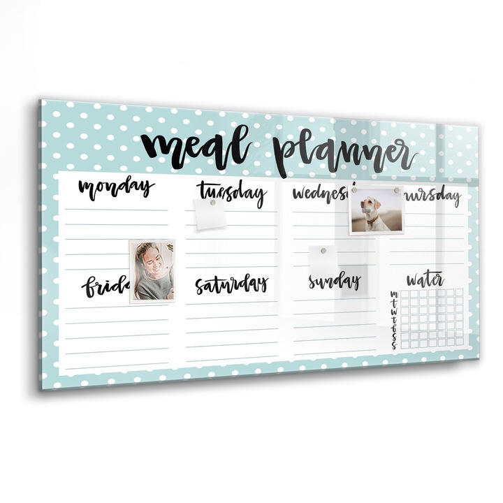 Tabla magnetica, Coloray, Planificator de masa, Albastru, 120 x 60 cm, Magneti, Marker negru, 010640700040300260204