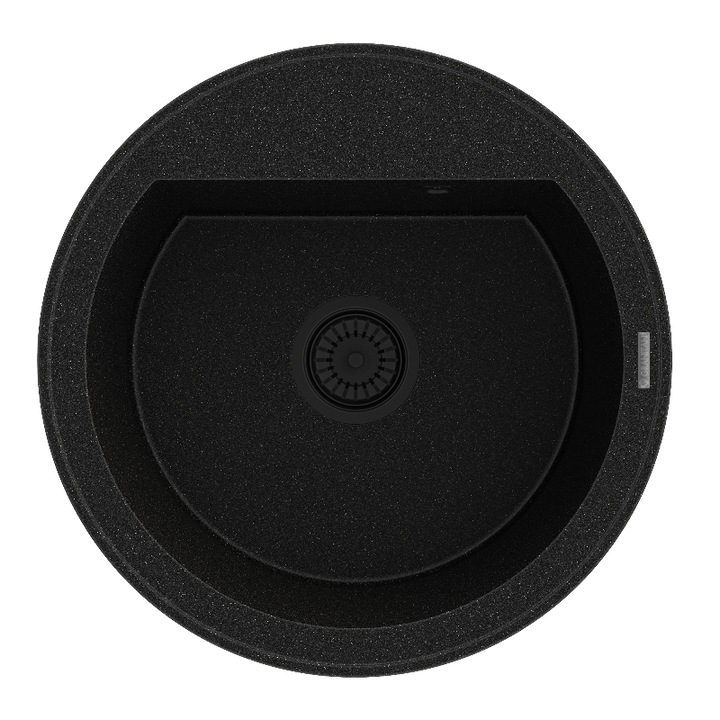 Chiuveta Bucatarie Granit Rotunda ARNO Monocuva Neagra, Cu Sifon Complet Inclus, Design Modern Elegant, Rezistenta Superioara la Socuri Termice Mecanice, Usor de Curatat, Durabilitate Exceptionala, Ergonomie Optima, Functionala Premium