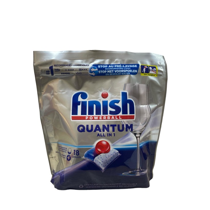 Капсули, Finish, Powerball Quantum, Всичко в 1 за съдомиялна машина, 18 броя