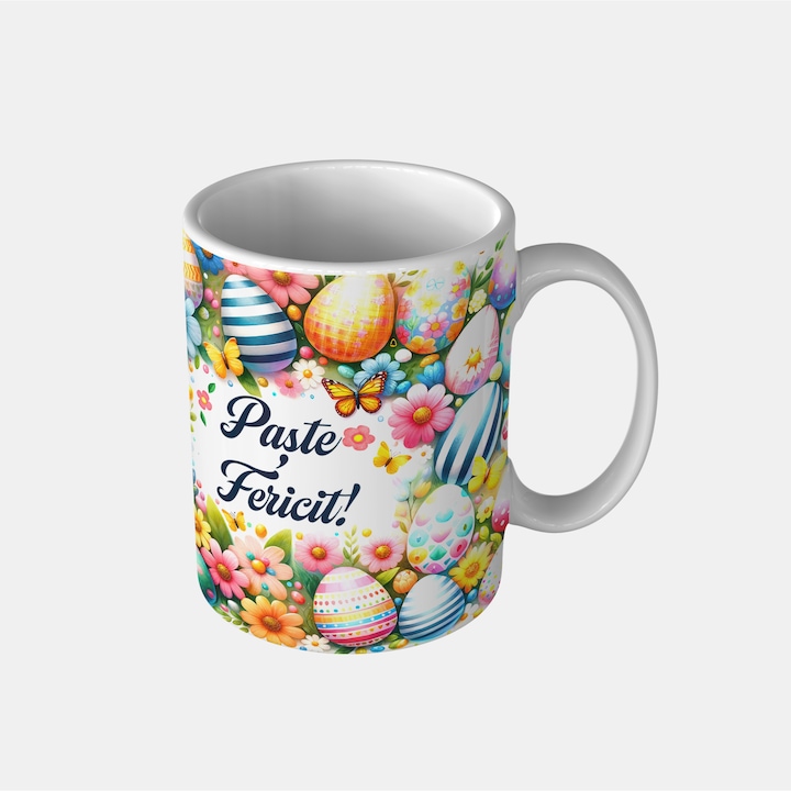 Cana personalizata Paste 8, alb, ceramica, 330 ml