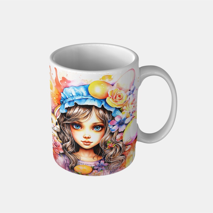 Cana personalizata Paste 21, alb, ceramica, 330 ml