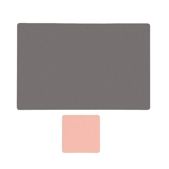 Set de 4 naproane pentru tacamuri/farfurii si 4 coastere pentru pahare, PVC, roz/gri, 30x40 cm, respectiv 10x10 cm