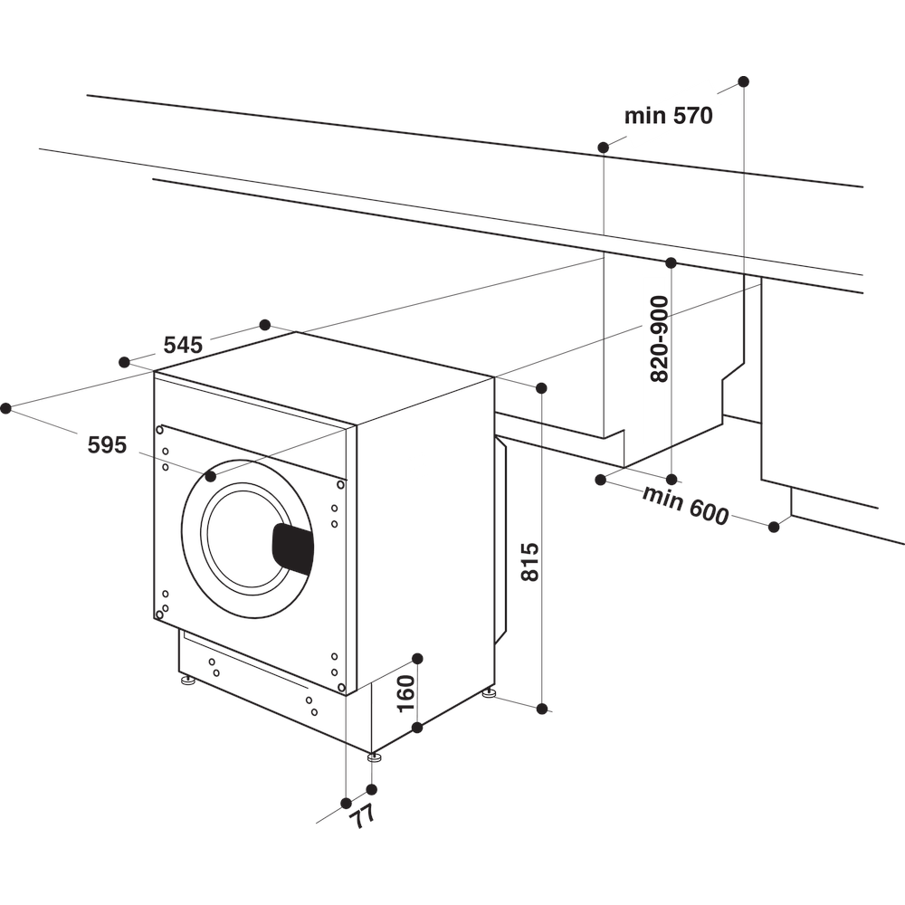 Masina de spalat incorporabila Bauknecht BIWMBG71483E, 7 kg, 1400 U, 7 kg, 1400 U