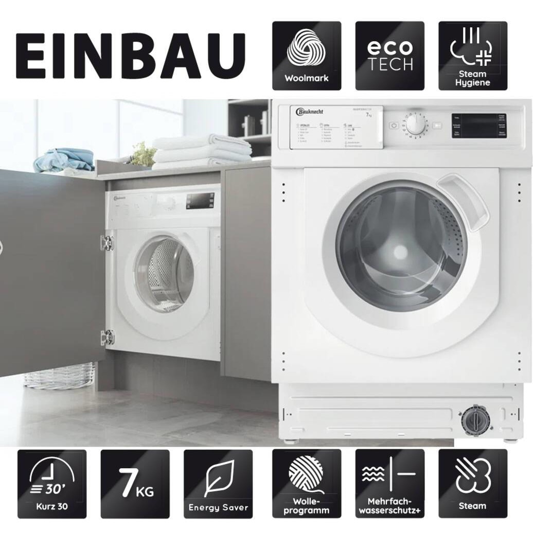 Masina de spalat incorporabila Bauknecht BIWMBG71483E, 7 kg, 1400 U, 7 kg, 1400 U