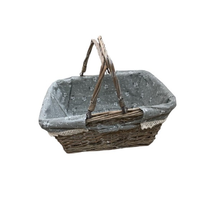 Cos cu Manere si Husa, Rachita, Gri, Dreptunghiular, 35x26x15 cm