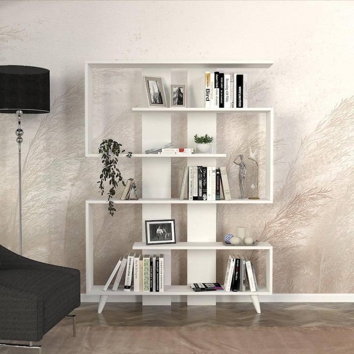 Biblioteca, UnicUtil®, Biblioteca Living Moderna, 120 x 20 x 62 cm, Mobila Living din PAL Melaminat, Rafturi Biblioteca cu Design Modern si Elegant, Depozitare si Organizare Eficienta, Ideala pentru Carti si Obiecte Decorative, Montaj Perete, Alb