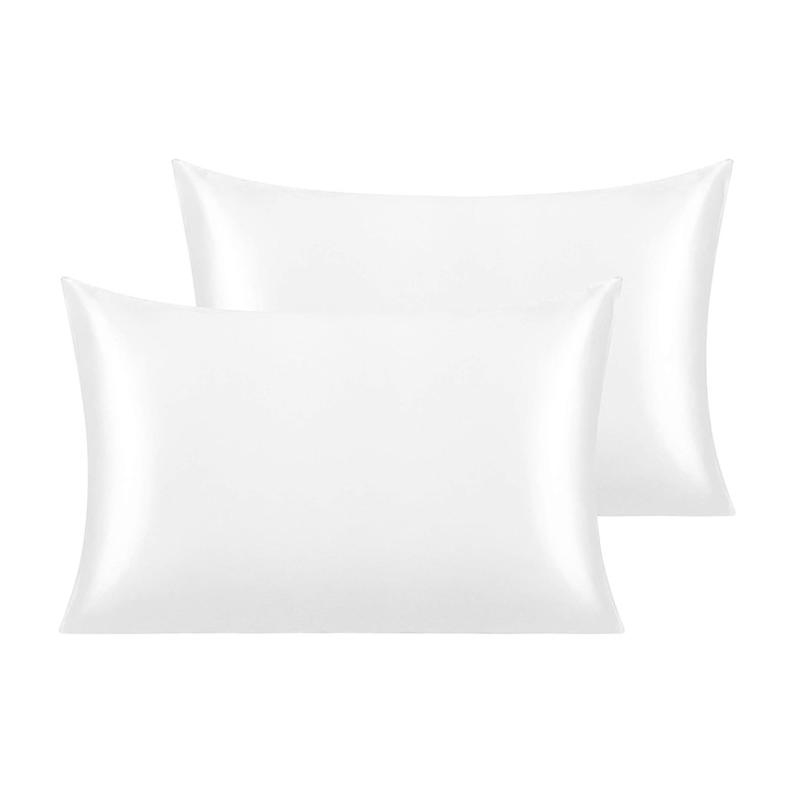2 db párnahuzat készlet, BOMSTOM, Szatén, Hipoallergén, 50x75cm, Fehér