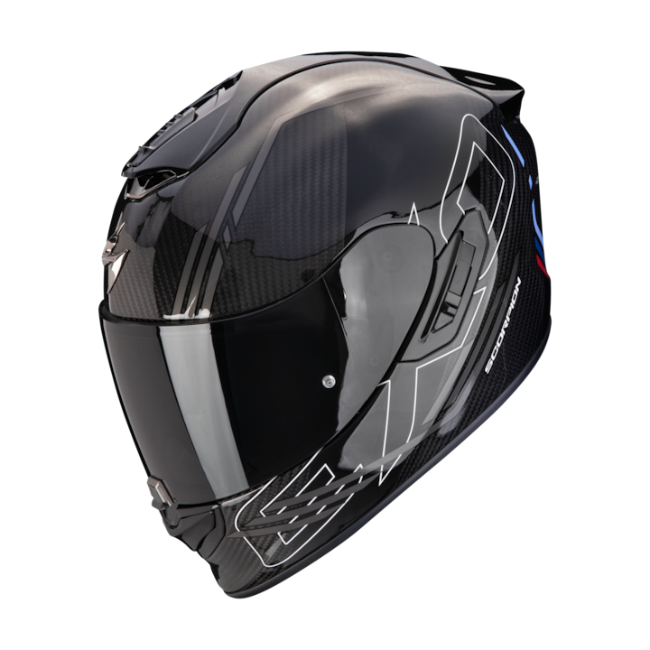 Мото каска Scorpion EXO-1400 EVO II Carbon Air Reika Black / Silver / Blue, включва опушен визьор, размер M