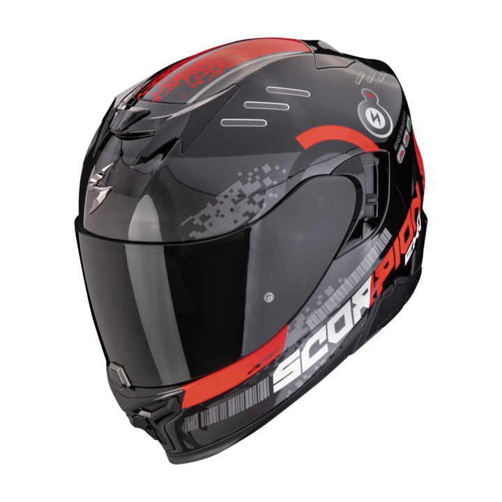 Цялостна каска за мотоциклет SCORPION EXO-520 Evo Air Titan Metal Black / Red размер XL