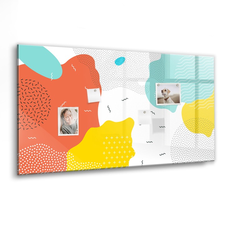 Tabla magnetica, Coloray, Abstractia pop, Multicolor, 120 x 60 cm, Magneti, Marker negru, 010640700040300088651