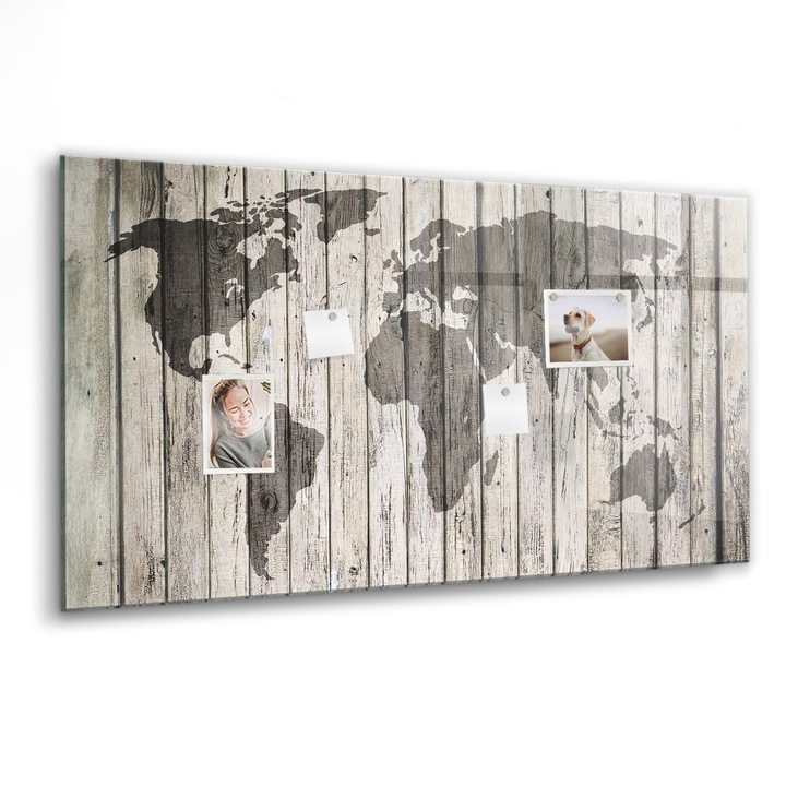 Tabla magnetica, Coloray, Harta lumii, Maro, 120 x 60 cm, Magneti, Marker negru, 010640700040300088647