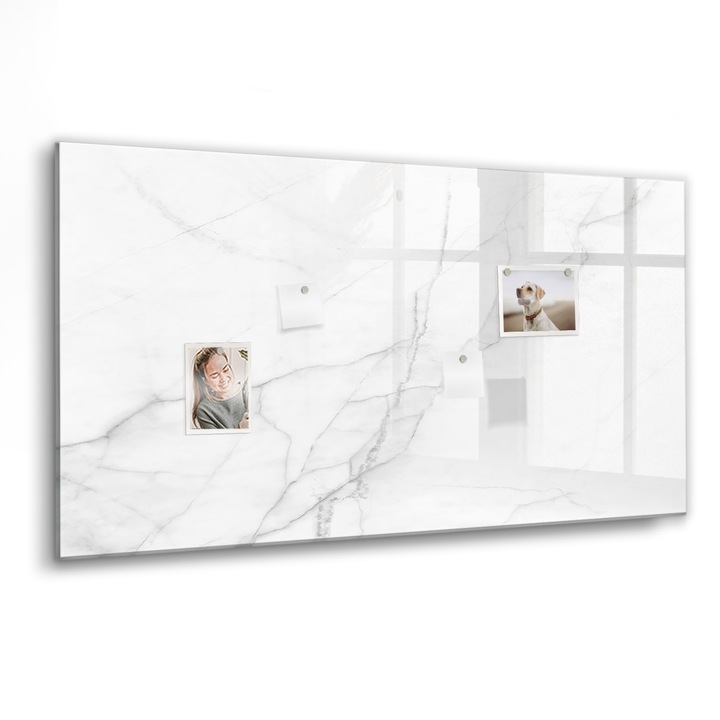 Tabla magnetica, Coloray, Marmura decorativa, Alb, 120 x 60 cm, Magneti, Marker negru, 010640700040300088654