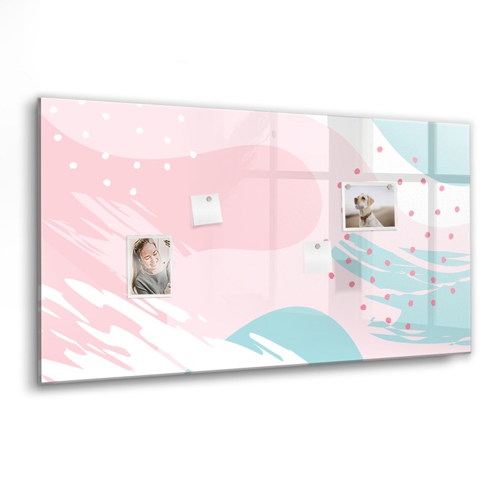 Tabla magnetica, Coloray, Abstractia pastelata, Multicolor, 120 x 60 cm, Magneti, Marker negru, 010640700040300088616