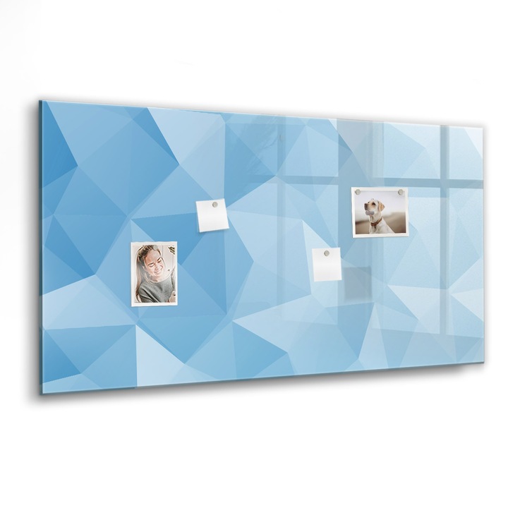 Tabla magnetica, Coloray, Abstractia triunghiurilor, Albastru, 120 x 60 cm, Magneti, Marker negru, 010640700040300088561