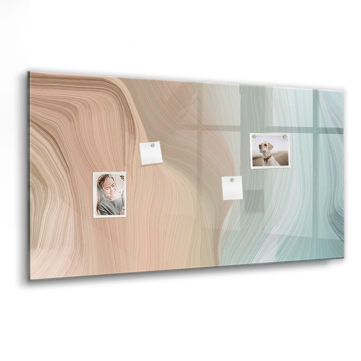 Tabla magnetica, Coloray, Abstractizarea undelor, Multicolor, 120 x 60 cm, Magneti, Marker negru, 010640700040300088460