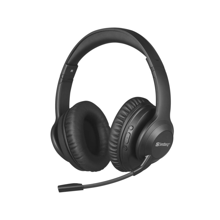 Слушалки Bluetooth Sandberg 126-45 Headset ANC+ENC Pro, Черен