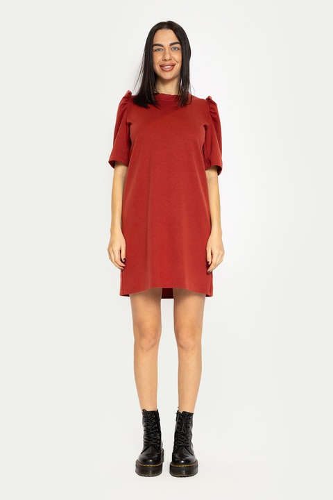 Antonia M, Rochie mini cu maneci bufante, Caramiziu