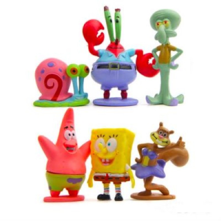 6 db Spongyabob figurából álló készlet, 3 év+, Többszínű